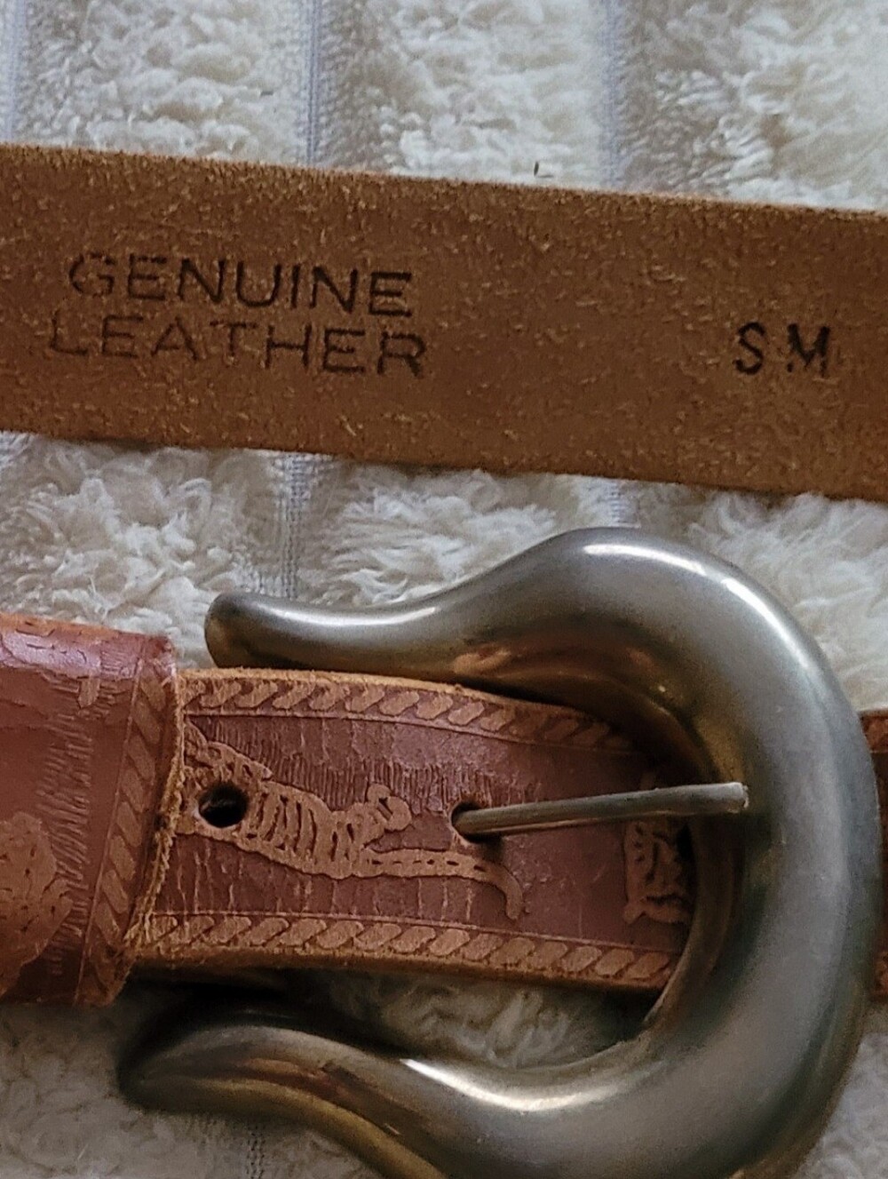 Genuine Leather Brown Women's Belt with Embossed Detail